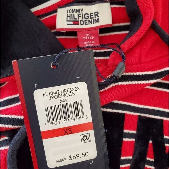 Tommy Hilfiger Striped Hoodie Dress in Red/Black - NEW - Picture 10 of 11